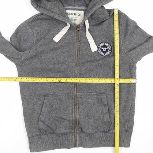 SoulCal & Co Women Grey Full Zip Hoodie UK 12 Cotton Blend Casual