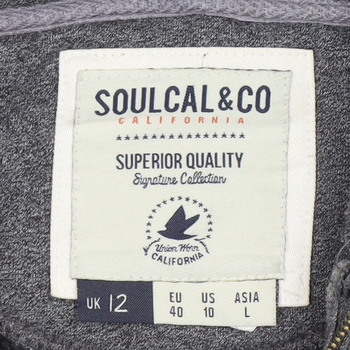 SoulCal & Co Women Grey Full Zip Hoodie UK 12 Cotton Blend Casual