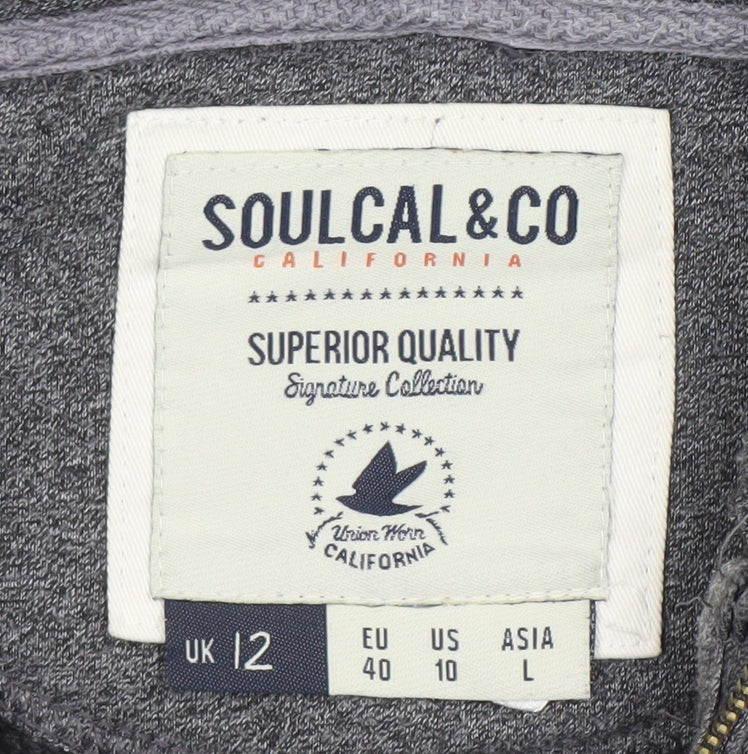SoulCal & Co Women Grey Full Zip Hoodie UK 12 Cotton Blend Casual