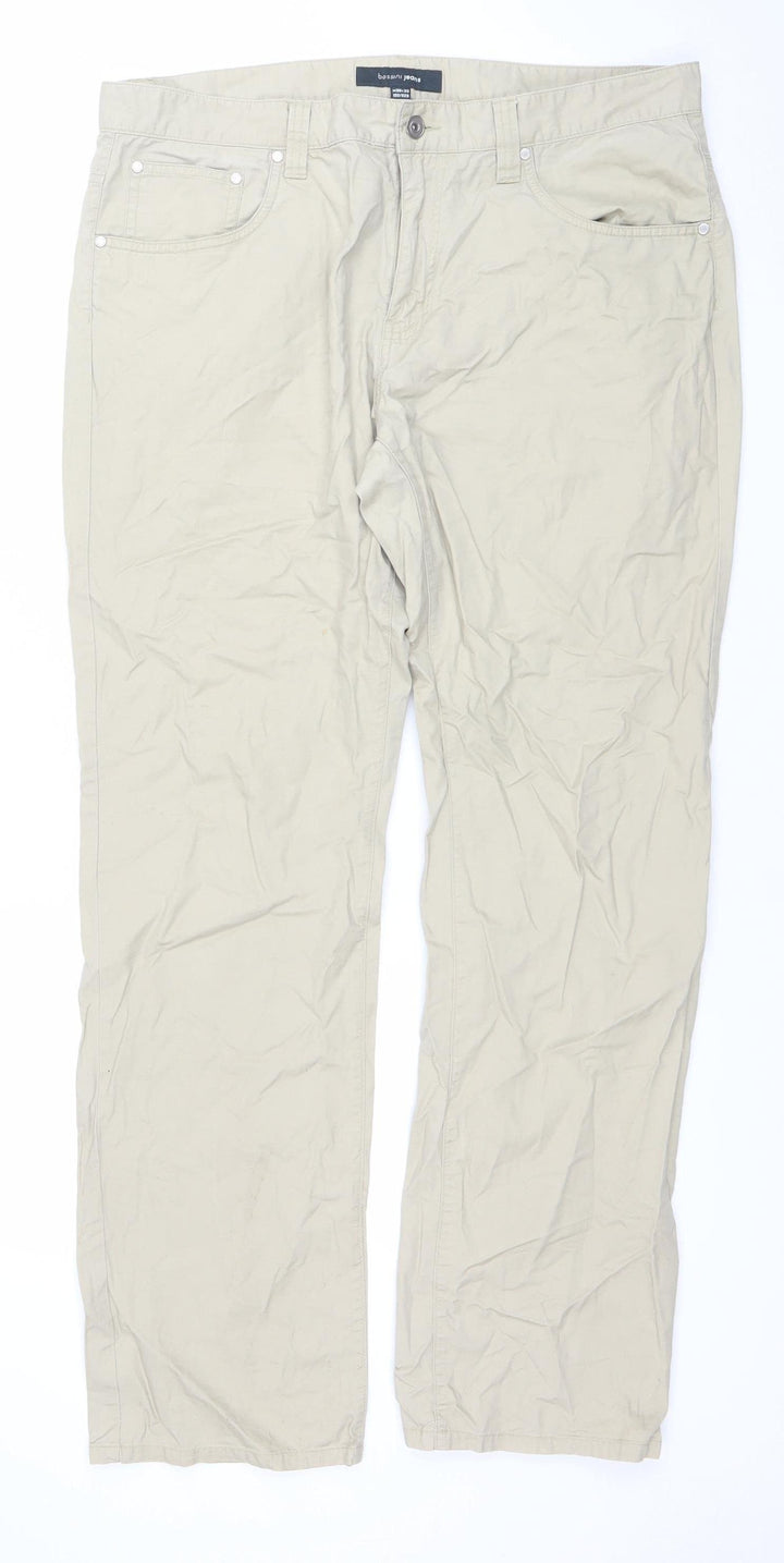 Bossini Jeans Men's Beige 36x33 Regular Fit Chino Trousers