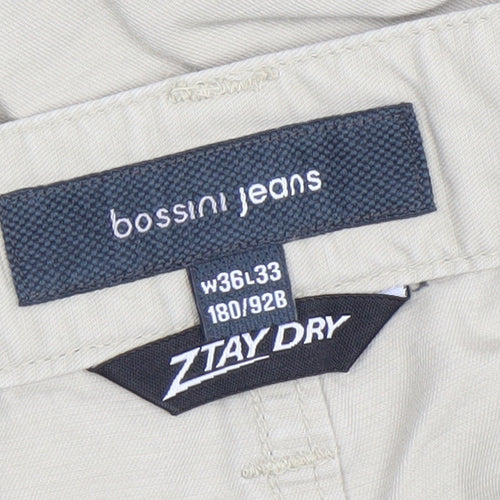 Bossini Jeans Men's Beige 36x33 Regular Fit Chino Trousers