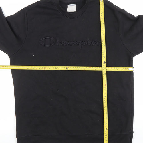 Champion Men's Black Large Crew Neck Sweatshirt Pullover Logo