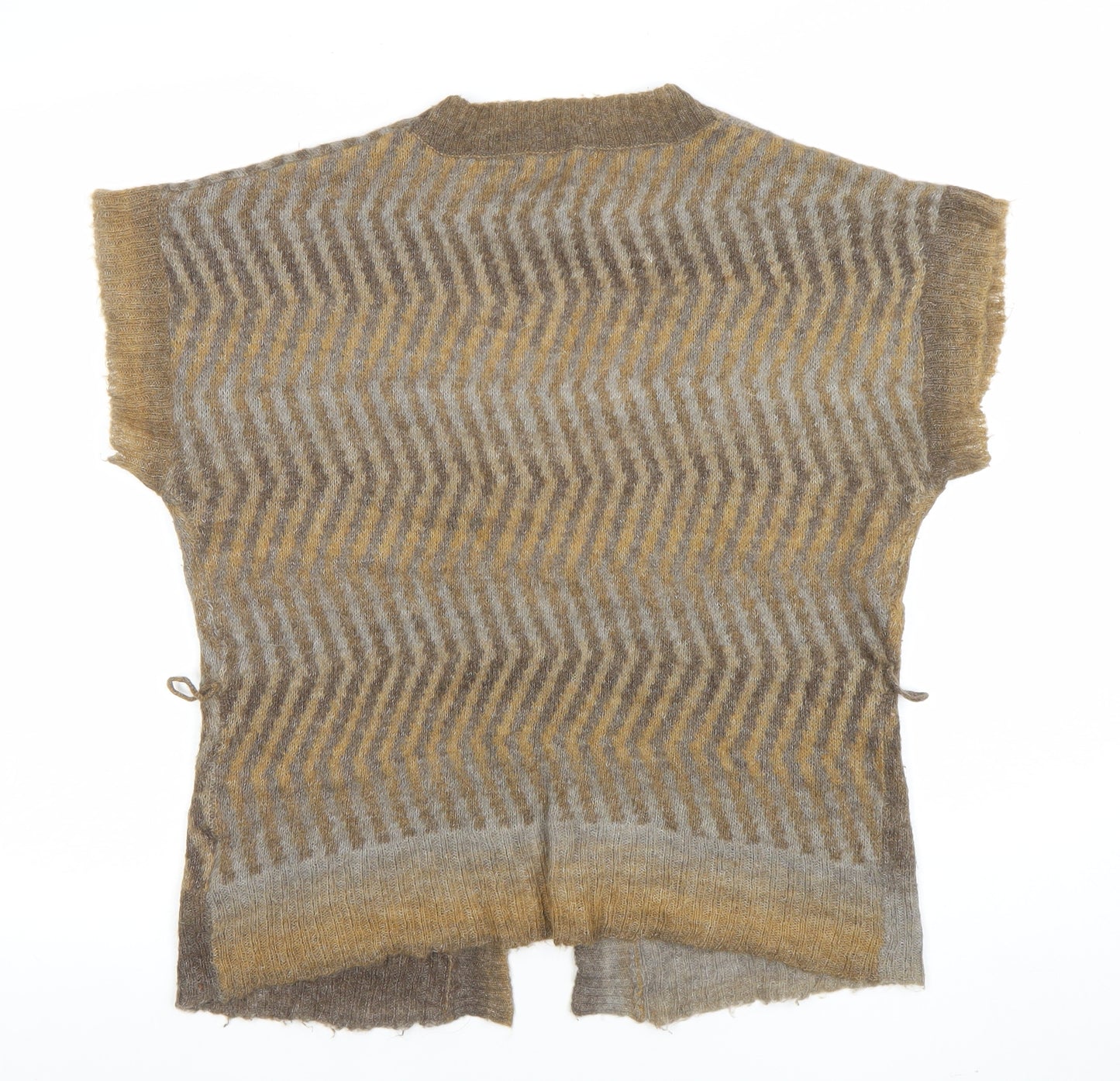 Mexx Womens Brown XL V-Neck Open Knit Cardigan Short Sleeve