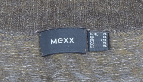 Mexx Womens Brown XL V-Neck Open Knit Cardigan Short Sleeve