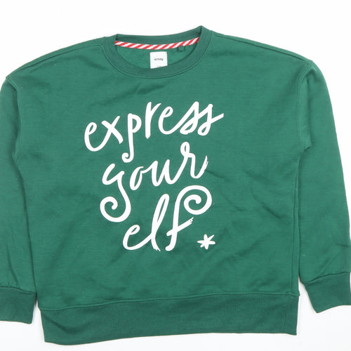 Sinsay Women's Green Christmas Pullover Jumper Size S