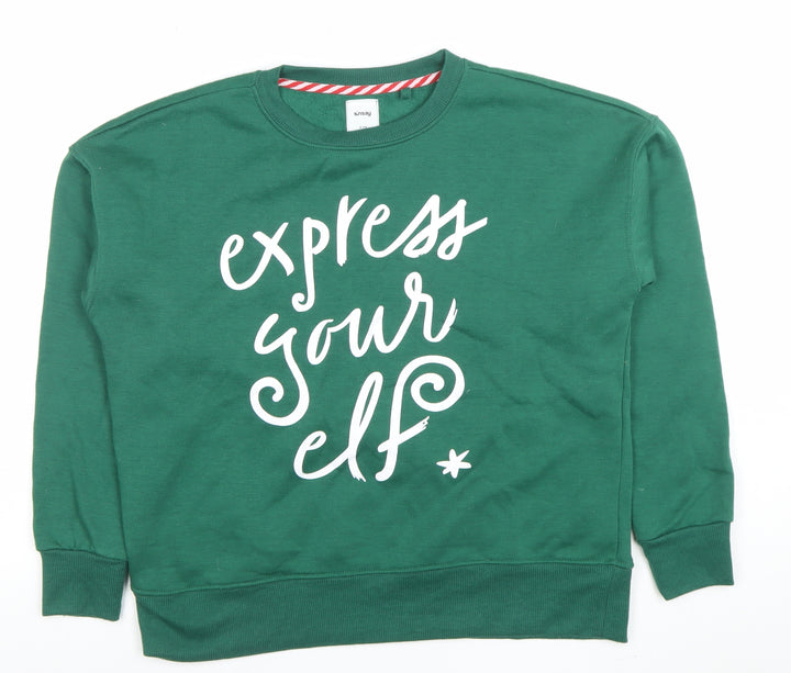 Sinsay Women's Green Christmas Pullover Jumper Size S