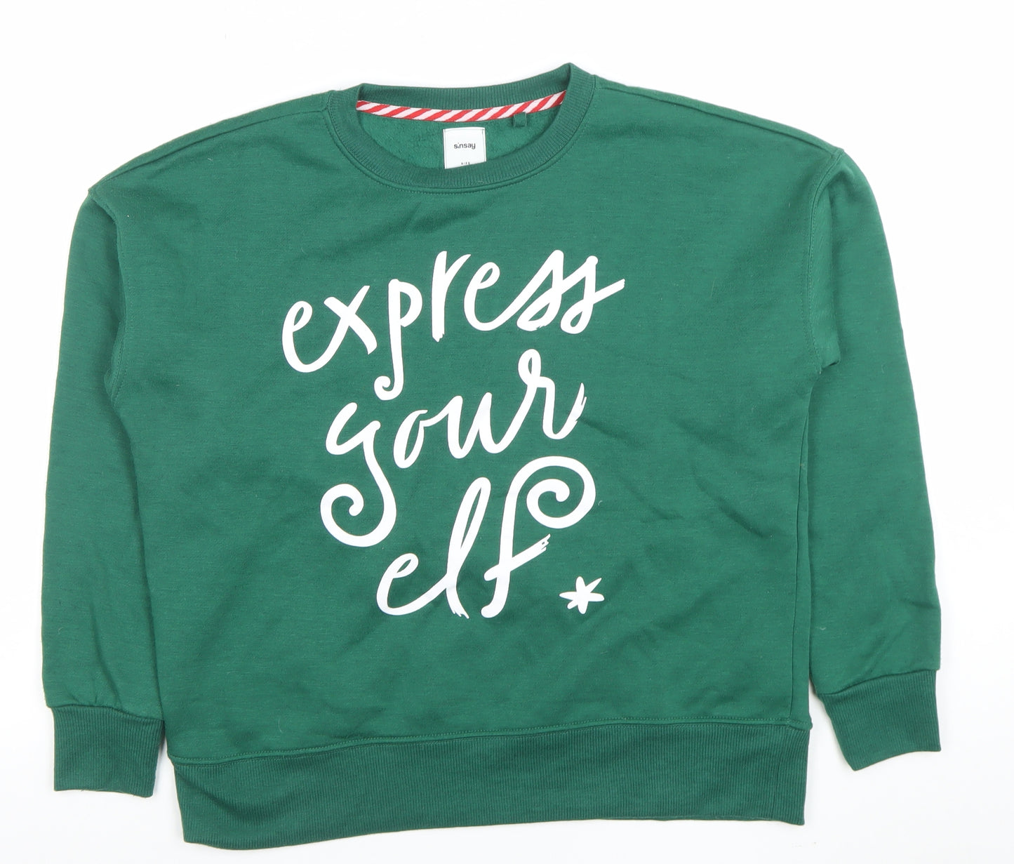 Sinsay Women's Green Christmas Pullover Jumper Size S