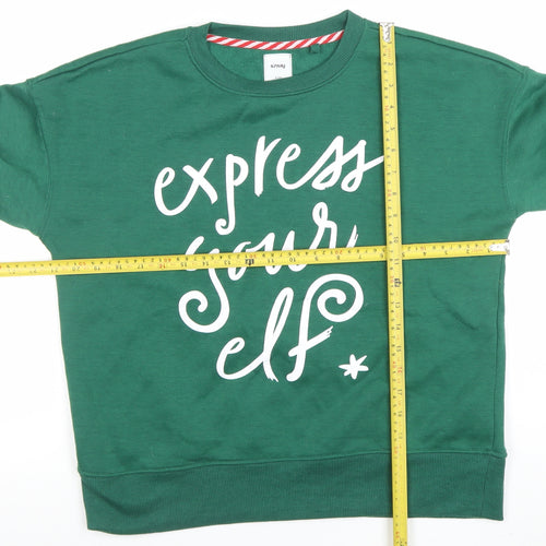 Sinsay Women's Green Christmas Pullover Jumper Size S
