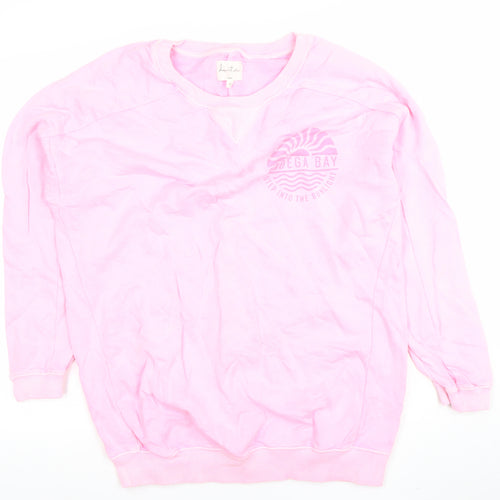 Next Women Pink Cotton Crew Neck Pullover Jumper Size S