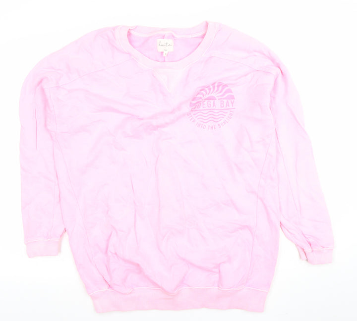 Next Women Pink Cotton Crew Neck Pullover Jumper Size S