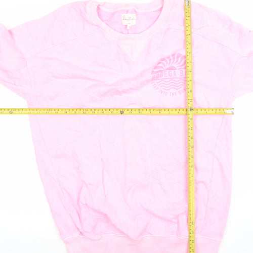 Next Women Pink Cotton Crew Neck Pullover Jumper Size S