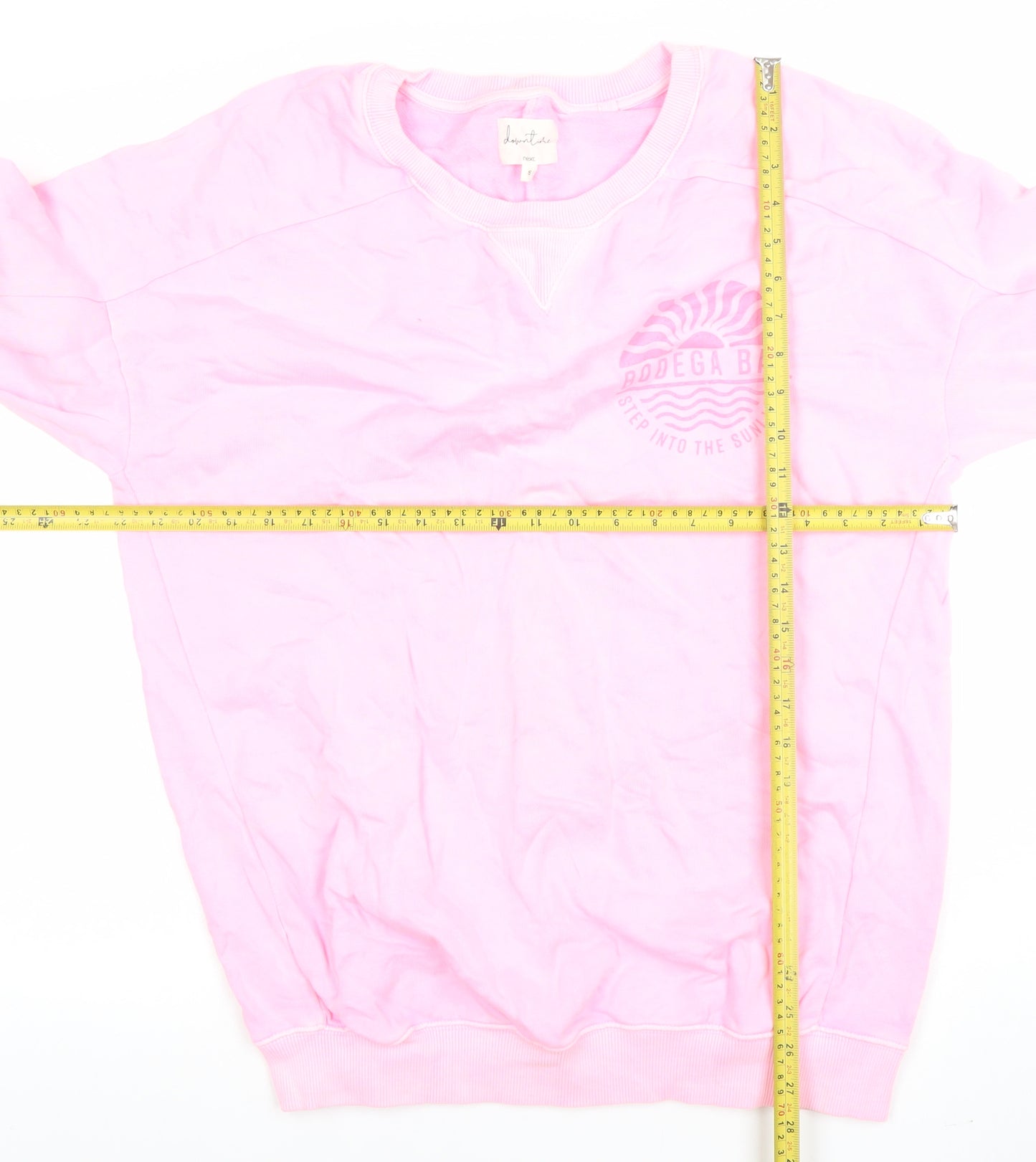 Next Women Pink Cotton Crew Neck Pullover Jumper Size S
