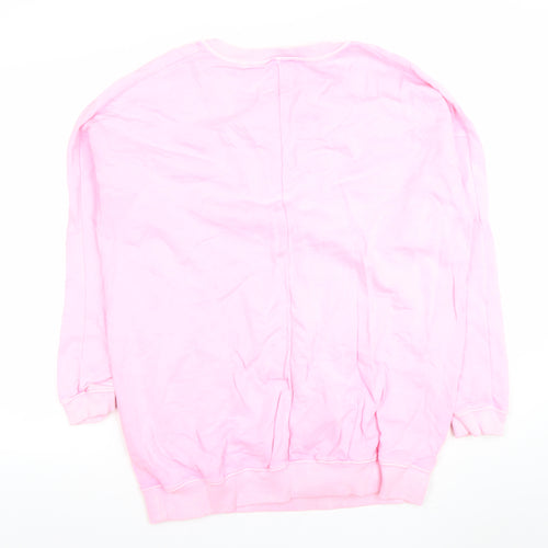Next Women Pink Cotton Crew Neck Pullover Jumper Size S