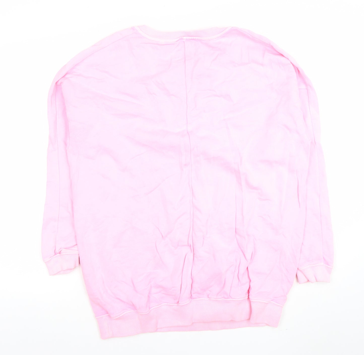 Next Women Pink Cotton Crew Neck Pullover Jumper Size S