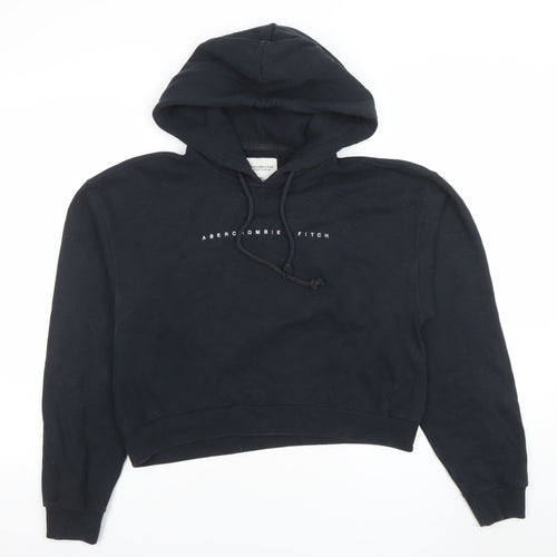 Abercrombie & Fitch Unisex Black XS Pullover Hoodie Logo Fleece