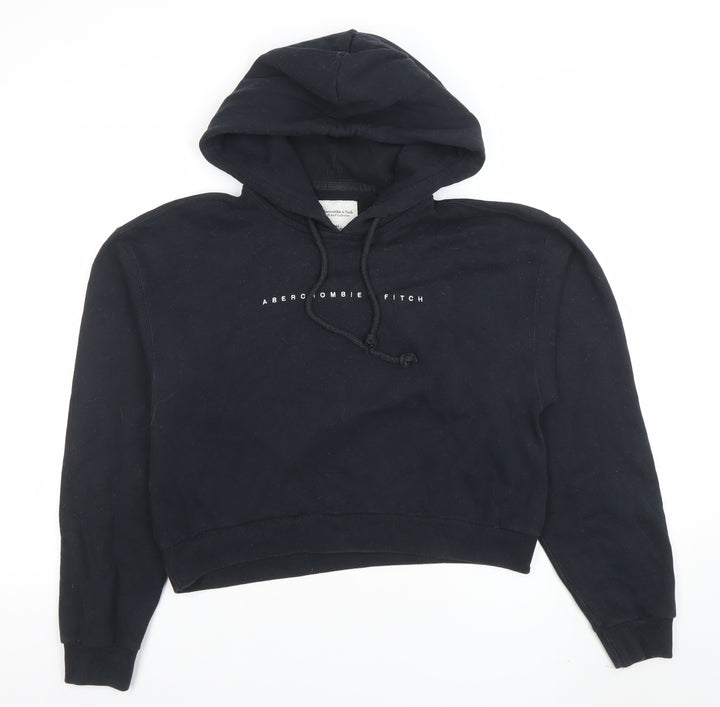 Abercrombie & Fitch Unisex Black XS Pullover Hoodie Logo Fleece
