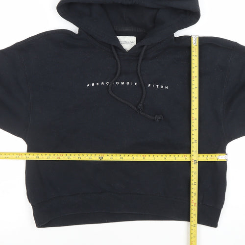 Abercrombie & Fitch Unisex Black XS Pullover Hoodie Logo Fleece