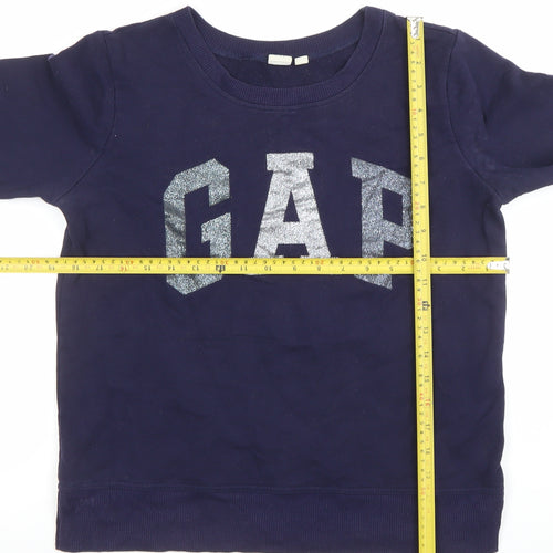 GAP Girls Blue Glitter Logo Sweatshirt Size S Pullover Fleece