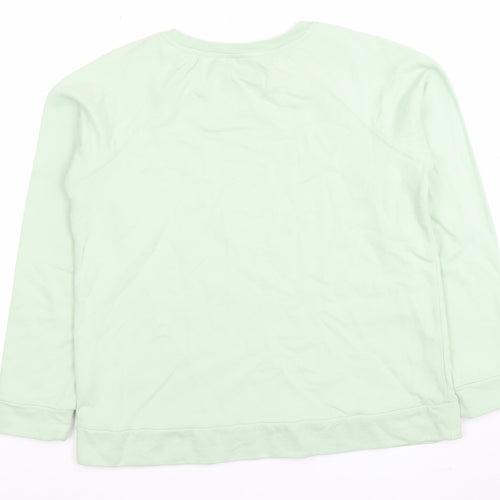 Woolovers Womens Mint Green Long Sleeve Pullover Sweatshirt M Cotton Ruffle Trim