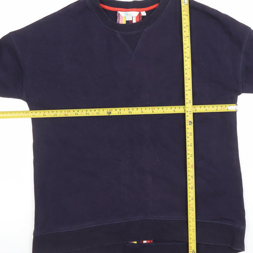 Boden Women's Navy Rainbow Stripe Crew Neck Cotton Sweatshirt Size M