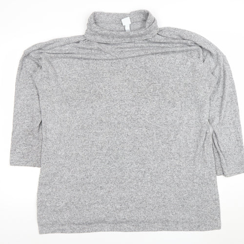 H&M Women’s Grey Roll Neck Relaxed Knit Jumper XL