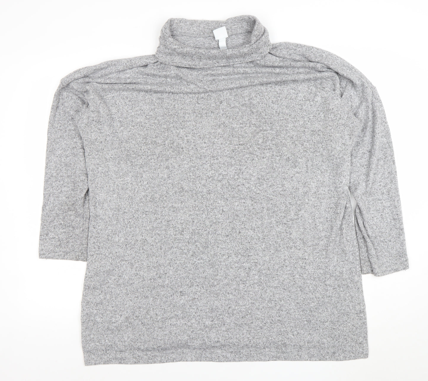 H&M Women’s Grey Roll Neck Relaxed Knit Jumper XL