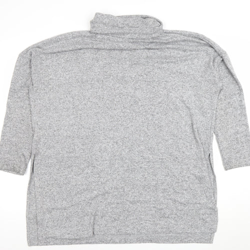 H&M Women’s Grey Roll Neck Relaxed Knit Jumper XL