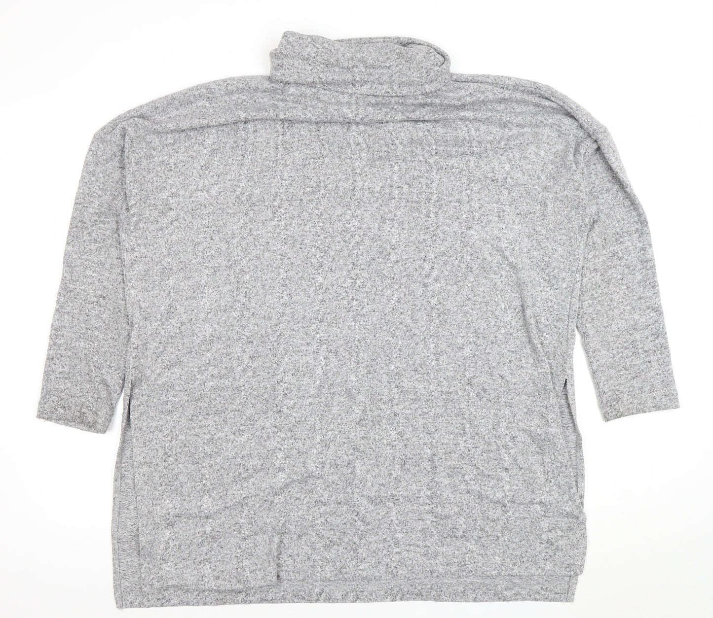 H&M Women’s Grey Roll Neck Relaxed Knit Jumper XL