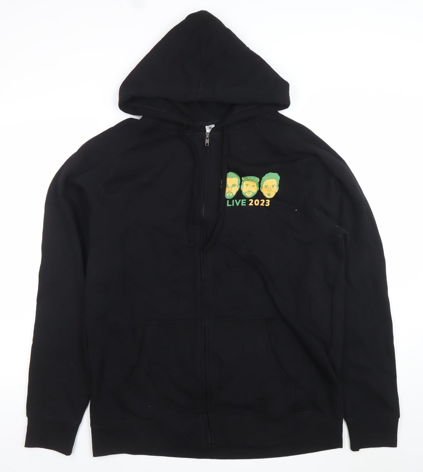 AS Colour Men's Black Full Zip Hoodie XL Graphic Live 2023 Sweatshirt