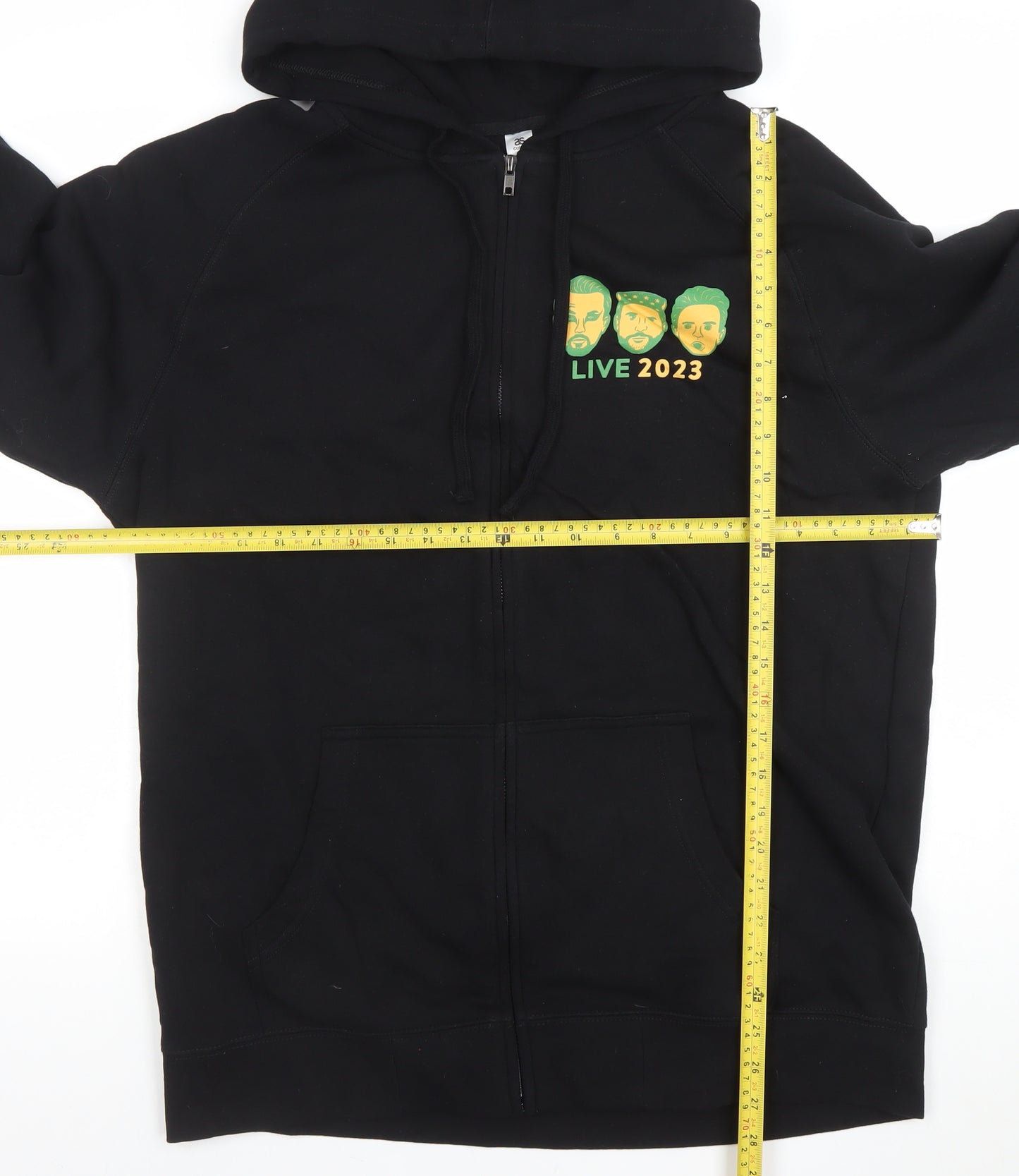 AS Colour Men's Black Full Zip Hoodie XL Graphic Live 2023 Sweatshirt