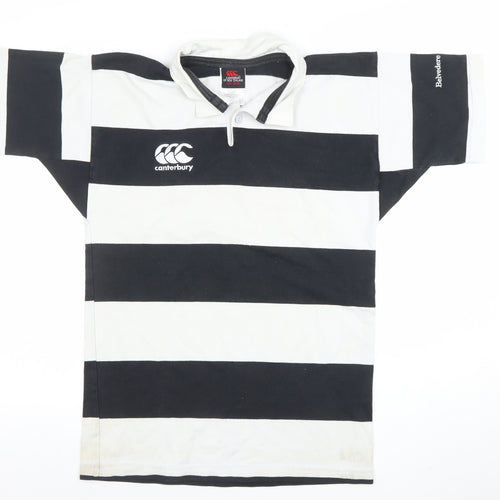 Canterbury Boys Black & White Striped Rugby Polo Shirt 14 Years
