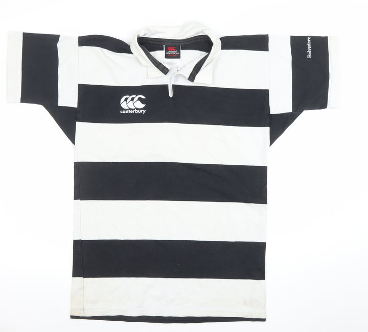 Canterbury Boys Black & White Striped Rugby Polo Shirt 14 Years