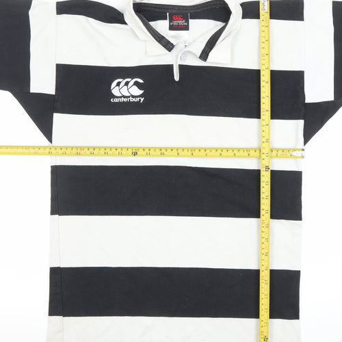 Canterbury Boys Black & White Striped Rugby Polo Shirt 14 Years