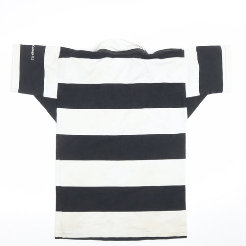 Canterbury Boys Black & White Striped Rugby Polo Shirt 14 Years