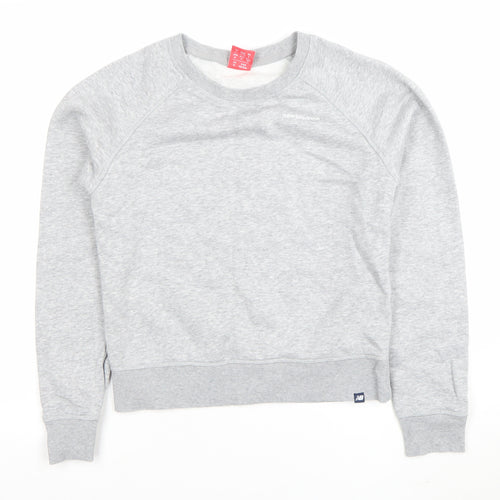 New Balance Men Grey Small Pullover Crew Neck Sweatshirt
