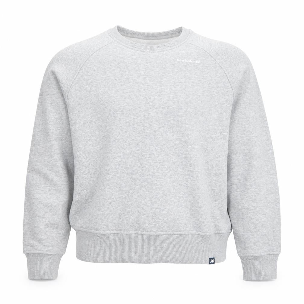 Front view of New Balance Men Grey Small Pullover Crew Neck Sweatshirt