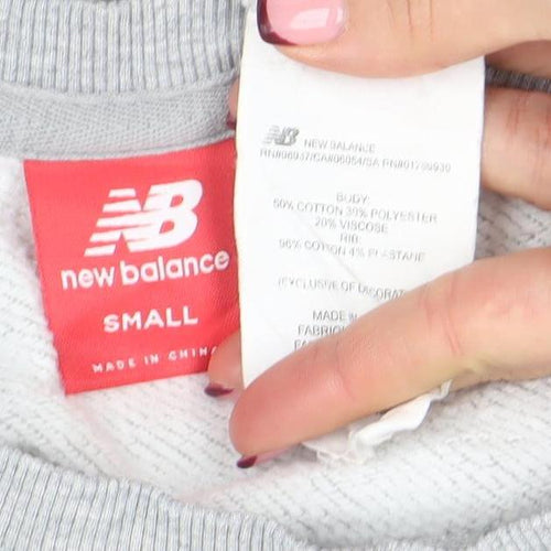 New Balance Men Grey Small Pullover Crew Neck Sweatshirt