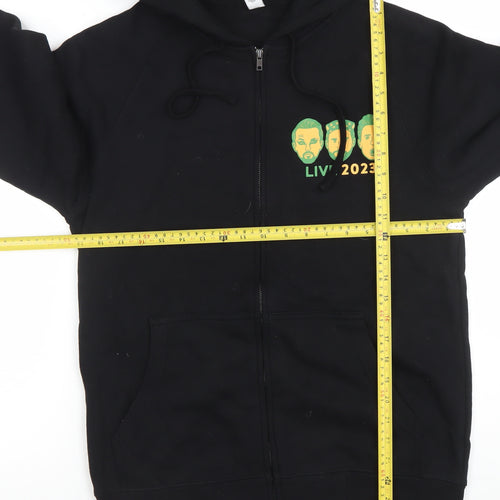 AS Colour Men's Black Full Zip Hoodie Small Graphic 2023 Live Print