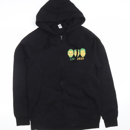 AS Colour Men's Black Full Zip Hoodie Small Graphic 2023 Live Print