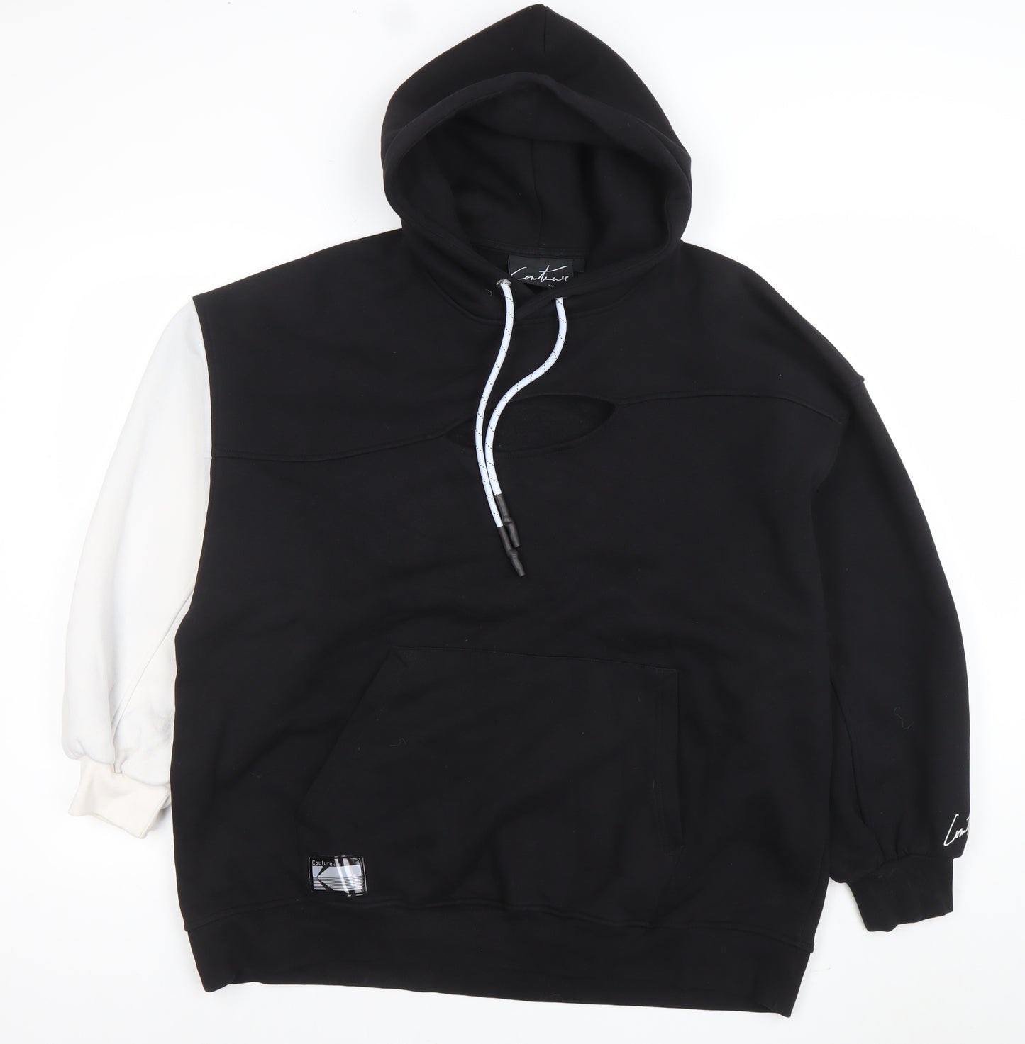The Couture Club Women's Black & White Pullover Hoodie UK 10