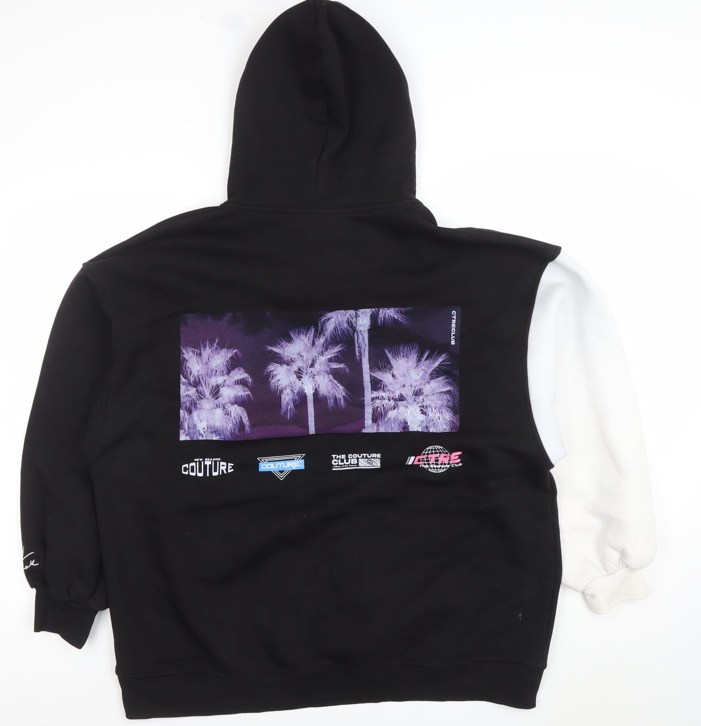 The Couture Club Women's Black & White Pullover Hoodie UK 10