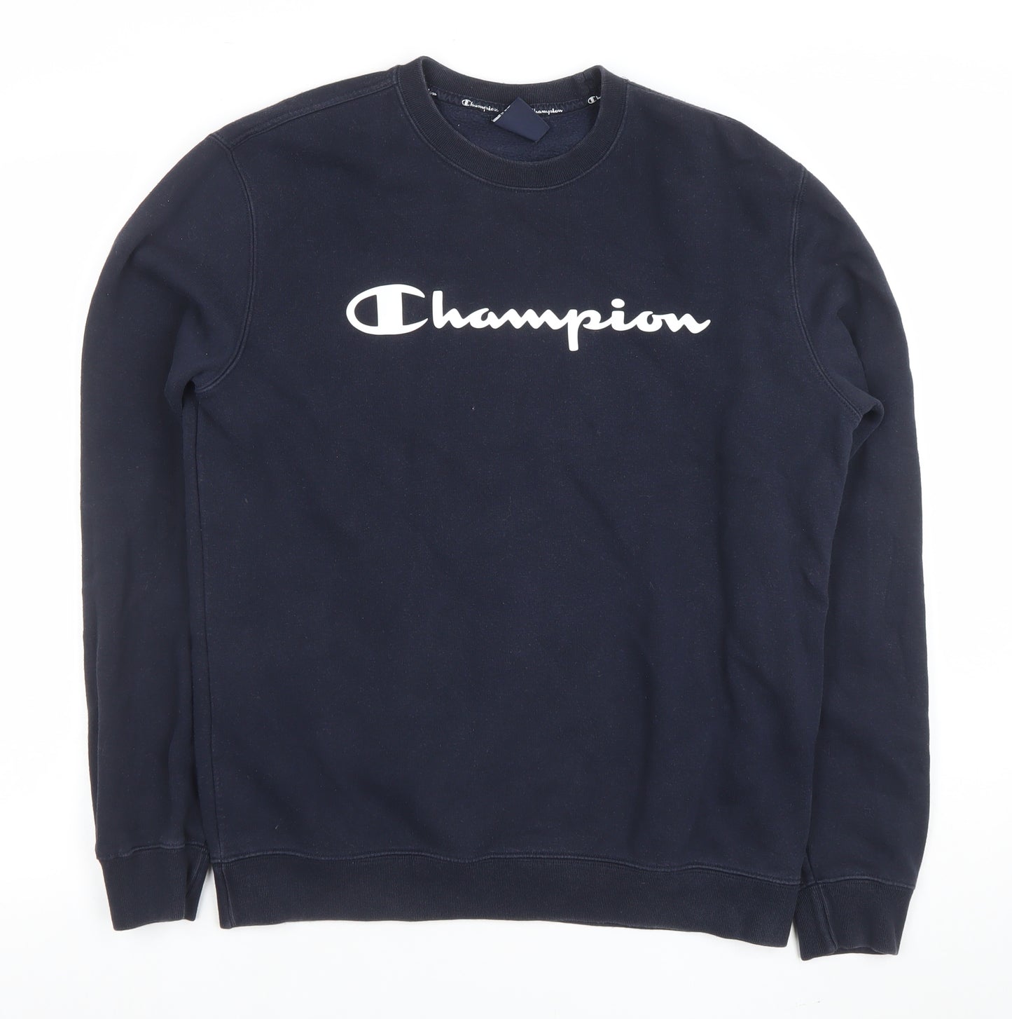 Champion Mens Blue Large Crew Neck Fleece Sweatshirt Pullover