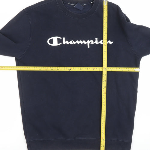 Champion Mens Blue Large Crew Neck Fleece Sweatshirt Pullover