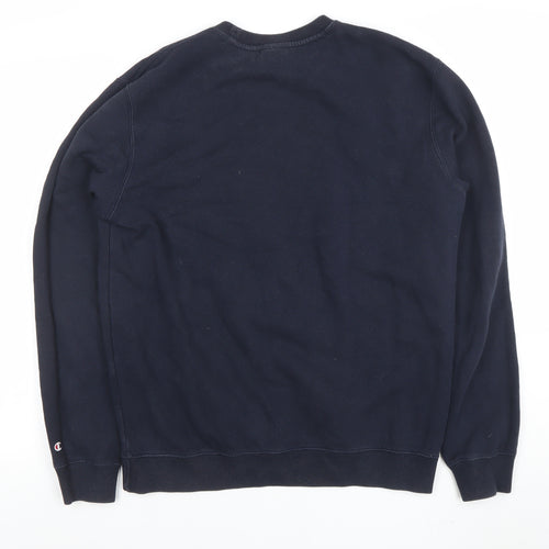 Champion Mens Blue Large Crew Neck Fleece Sweatshirt Pullover