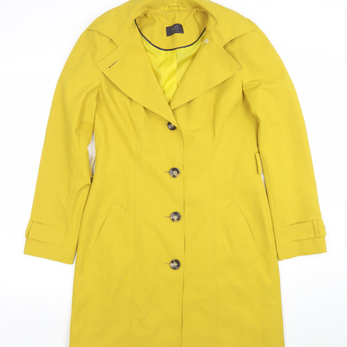 Marks and Spencer Women Yellow Trench Coat Size 8 Long Lined Button Detail