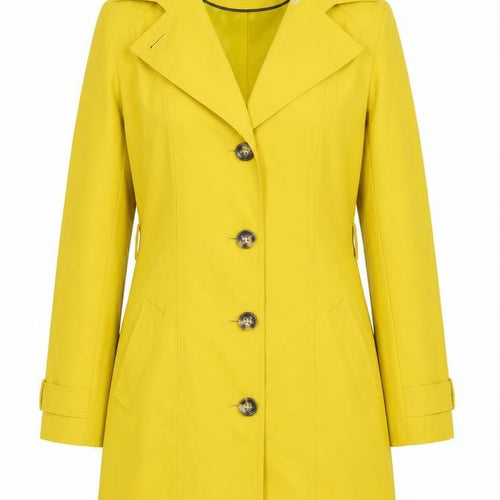 Marks and Spencer Women Yellow Trench Coat Size 8 Long Lined Button Detail