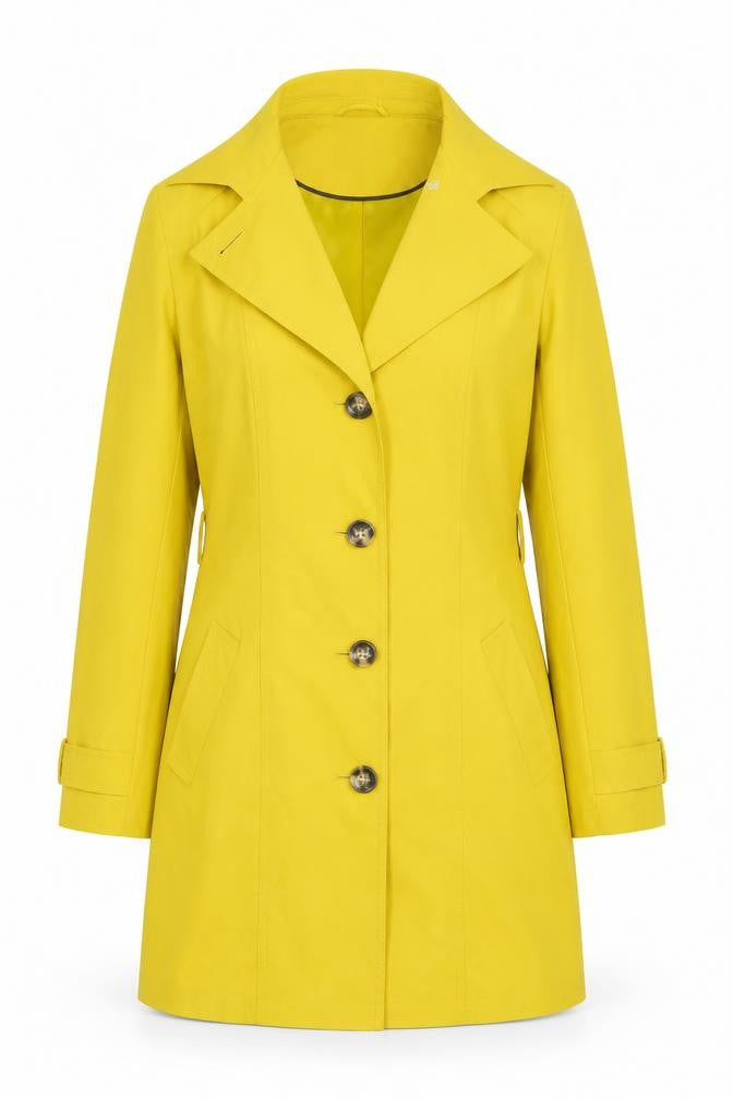 Marks and Spencer Women Yellow Trench Coat Size 8 Long Lined Button Detail