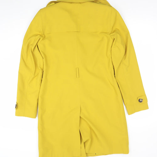 Marks and Spencer Women Yellow Trench Coat Size 8 Long Lined Button Detail