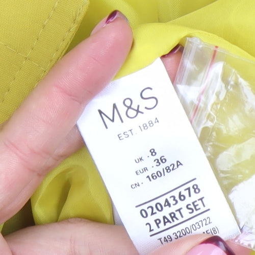 Marks and Spencer Women Yellow Trench Coat Size 8 Long Lined Button Detail