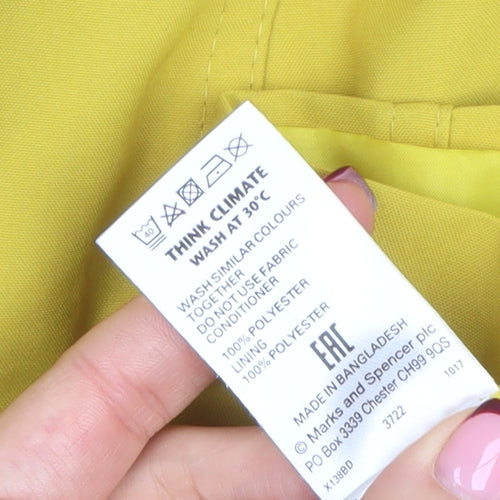 Marks and Spencer Women Yellow Trench Coat Size 8 Long Lined Button Detail